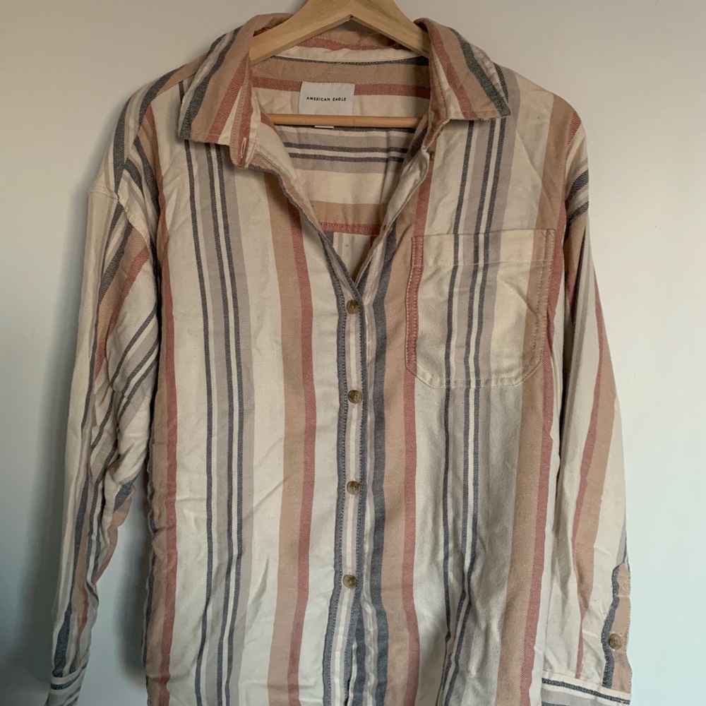 AE Striped Button Up Flannel